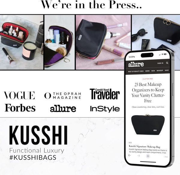 KUSSHI Washable Travel Makeup & Cosmetic Bag - Brush Organizer Sold - Image 6