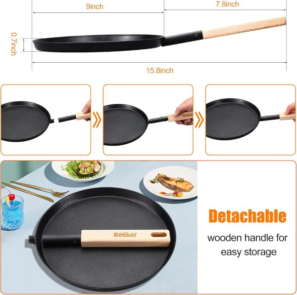 Frying Pan Skillet 8-inch Flat Griddle Pan, Lightweight Grill Pan with - Image 5