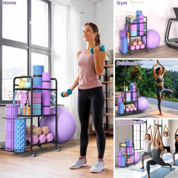Home Gym Storage Rack Exercise Equipment Storage Organizer for Yoga Mat - Image 2