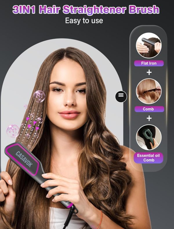Hair Straightener Brush with Negative Ion,3 IN1 Hair Straightening Brush - Image 3