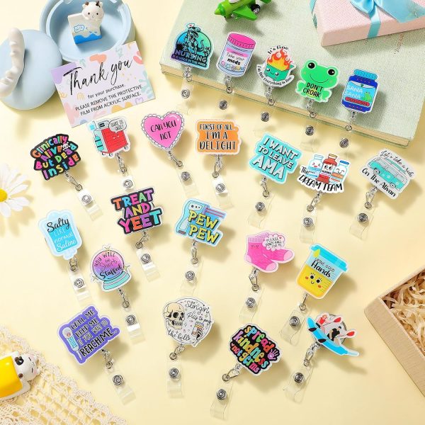 24 Pcs Funny Badge Reel Cute Badge Reels Retractable Name ID Clip Funny - Image 4