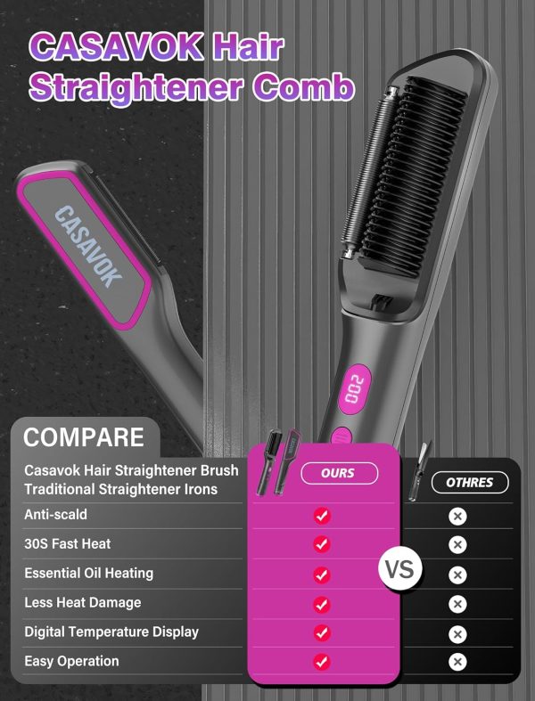 Hair Straightener Brush with Negative Ion,3 IN1 Hair Straightening Brush - Image 7