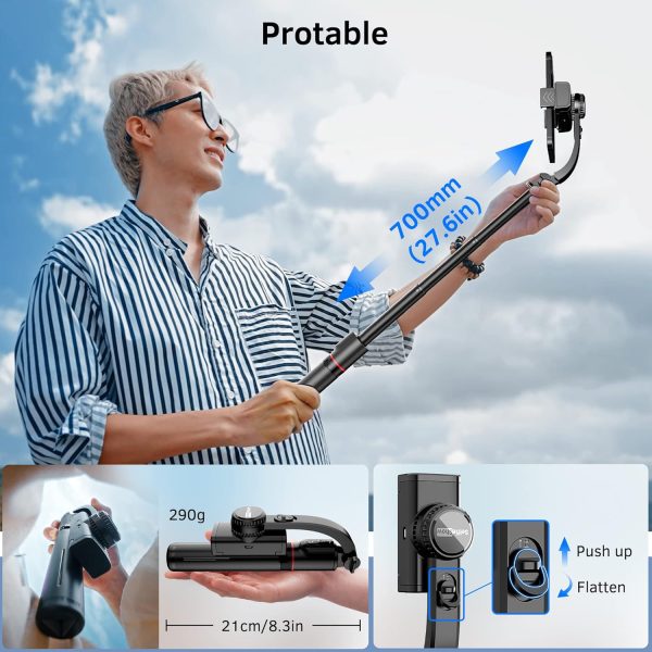 Smartphone Gimbal Stabilizer with Remote, Aluminum Extendable Selfie Stick - Image 6