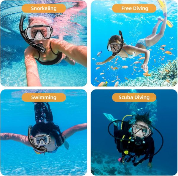 Snorkel Set Adults Snorkeling Gear Anti-Leak and Anti-Fog Tempered Glass - Image 7