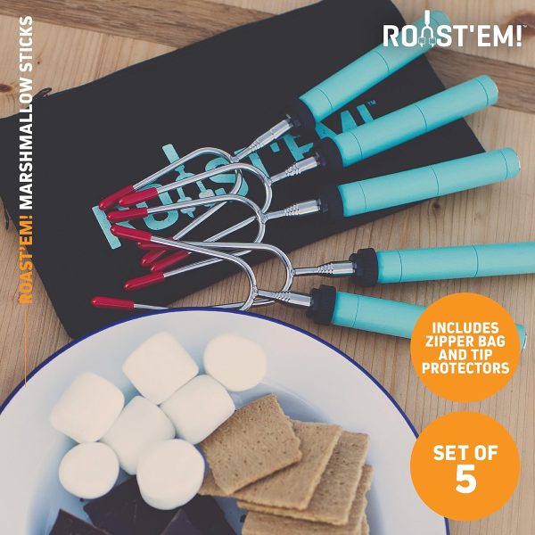 Rotating Marshmallow Roasting Sticks, Set of 5 Extra Long Telescoping - Image 4