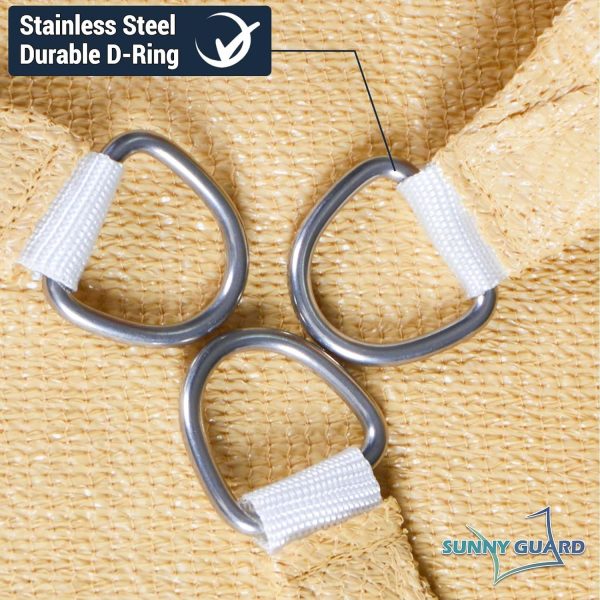 SUNNY GUARD Sun Shade Sail 14' X 14' Rectangle Sand UV Block Sunshade for - Image 6