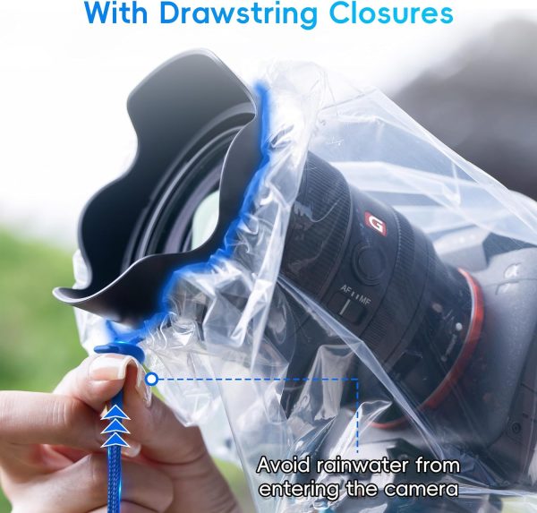 2 Pack Camera Lens Rain Cover Raincoat Clear Sleeve Protector for Sony A7R - Image 5