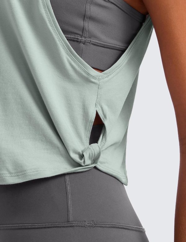 CRZ YOGA Pima Cotton Cropped Tank Tops for Women - Sleeveless Sports Shirts - Image 5