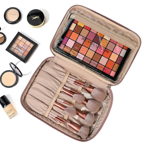 NISHEL Large Double Layer Travel Makeup Bag Women, Large Cosmetic Case, - Image 7
