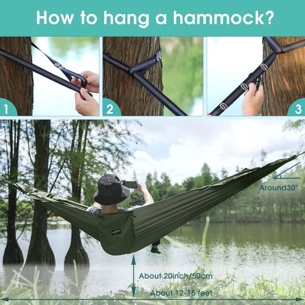 G4Free Large Camping Hammock with Mosquito Net 2 Person Pop-up Parachute - Image 7