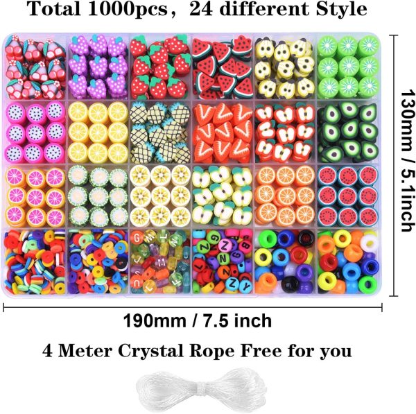 1000PCS Polymer Clay Beads Bracelet Making kit, 24 Style Cute Fun Beads - Image 2