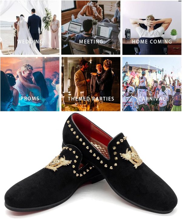 Men's Loafers Vintage Slip on Suede Dress Shoes Velvet Dress Loafers Size - Image 8