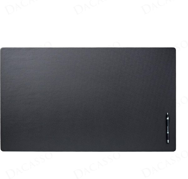 Dacasso 34" x 20" Black Leatherette Luxury Desk Pad Blotter w/Out Side - Image 3