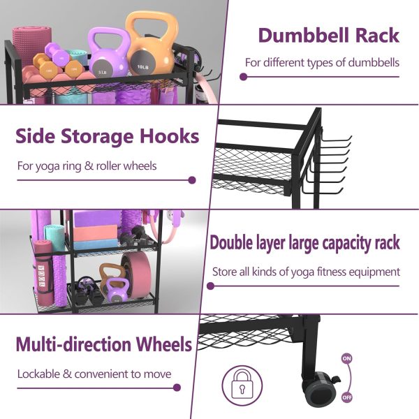 Home Gym Storage Rack,Workout Equipment Gym Organizer,Weight Rack,Yoga Mat - Image 5