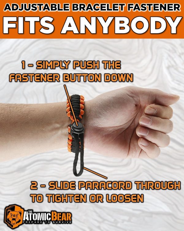 Atomic Bear Paracord Bracelet (2 Pack) - Adjustable - Fire Starter - Loud - Image 4