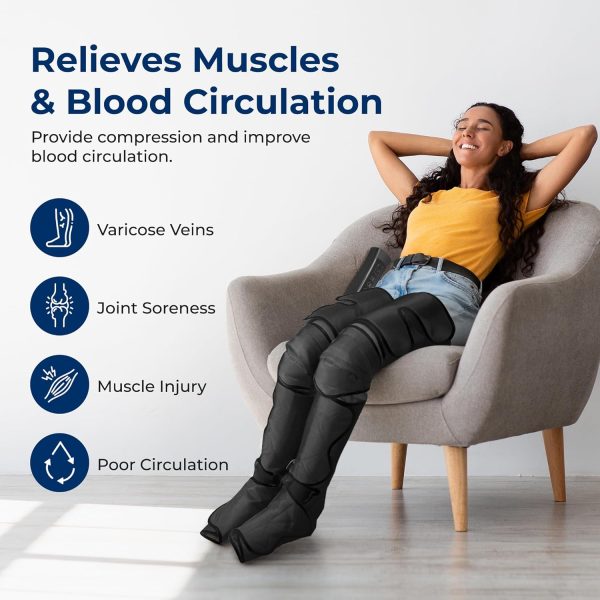 SereneLife Air Compression Leg Massager, Full Leg Massager with Heat and - Image 6