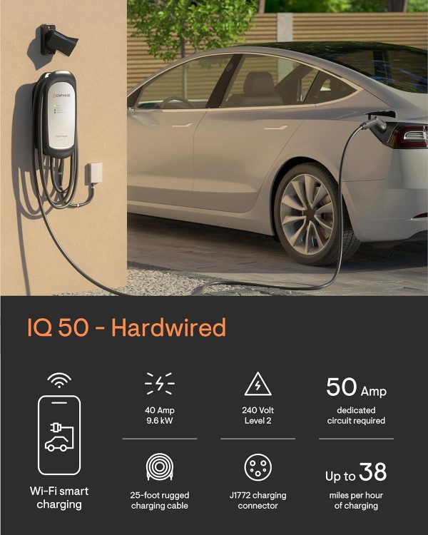 40 Amp Smart EV Charger - Enphase IQ 50, Hardwired, 9.6kW Power, 240V, - Image 2