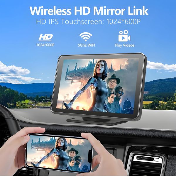 Portable Carplay Screen for Car, 7" Wireless Carplay & Android Auto with - Image 4