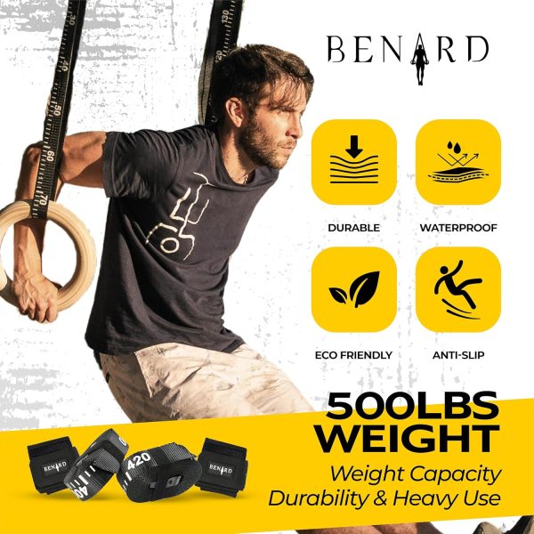 Benard Wooden Gymnastic Rings with Adjustable Numbered Straps - Fitness - Image 4