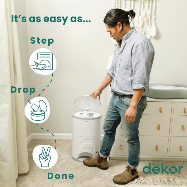 Diaper Dekor EKO Classic Diaper Pail, White | ONLY Eco-Friendly Diaper Pail - Image 2