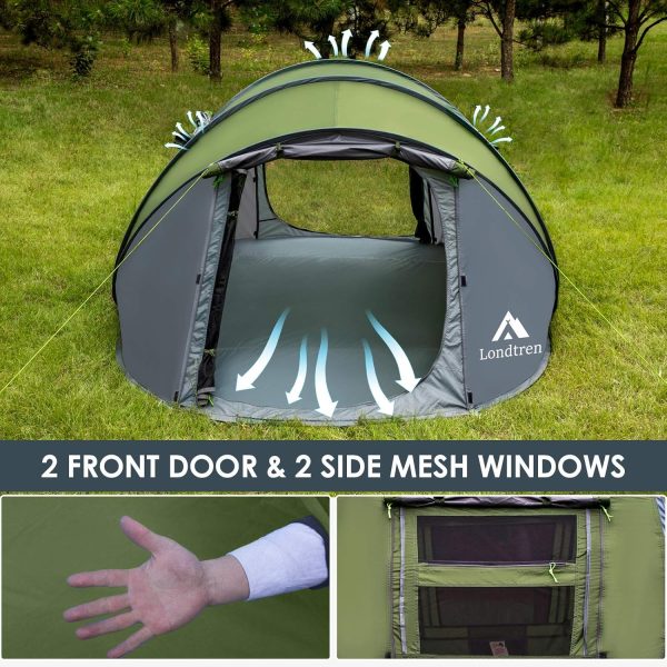 4 Person Easy Pop Up Tent Waterproof Automatic Setup 2 Doors-Instant Family - Image 4