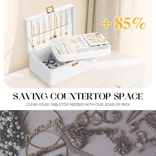 Jewelry Box for Women with Elegant Glitter Design, 2-Layer Jewelry - Image 5