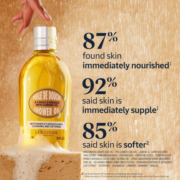 L'Occitane Cleansing & Softening Almond Shower Oil: Oil-to-Milky Lather, - Image 4