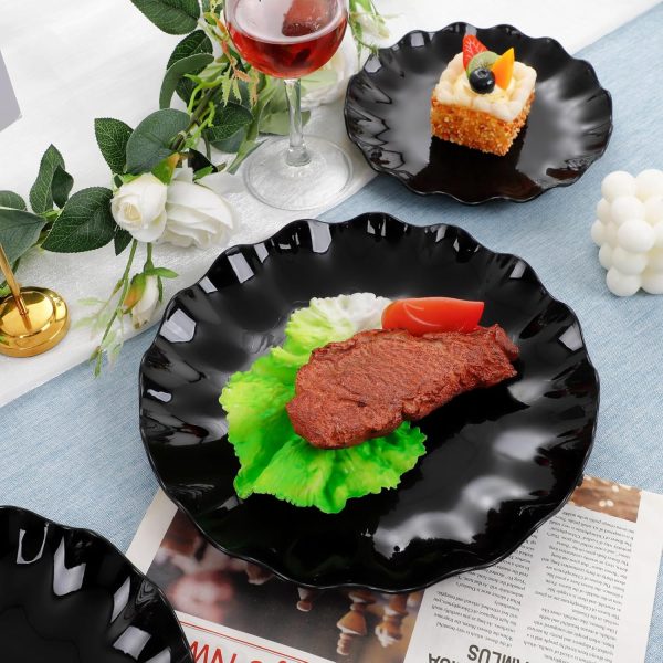 LIYH 24pcs Black Plastic Plates Reusable,Unbreakable Plastic Plates, - Image 3