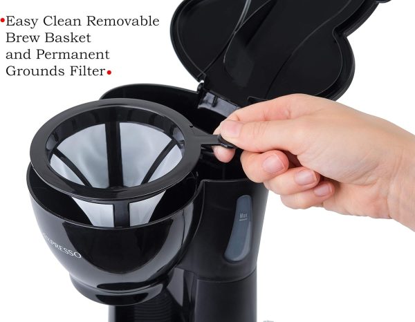 Mixpresso Mini Compact Drip coffee Maker With Brewing Basket, Black Small - Image 3