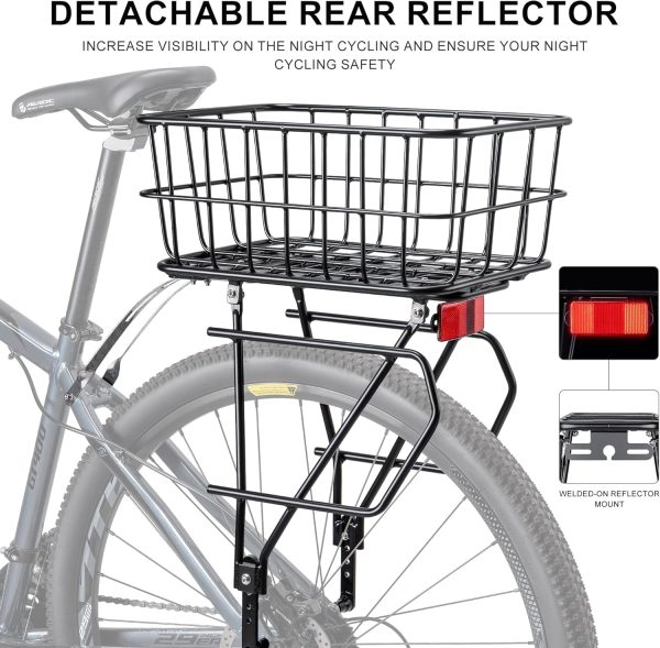 CXWXC Rear Bike Rack with Basket - Bike Cargo Rack for Disc Brake/Non-Disc - Image 4