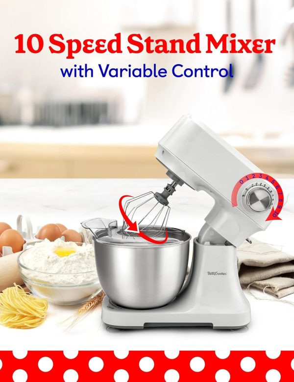 Betty Crocker Stand Mixer, 3.7-Qt Electric Mixer with 10 Speeds, Kitchen - Image 2