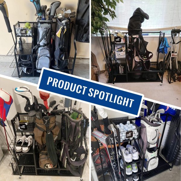 Mythinglogic Golf Storage Garage Organizer, Golf Bag Storage Stand and - Image 2