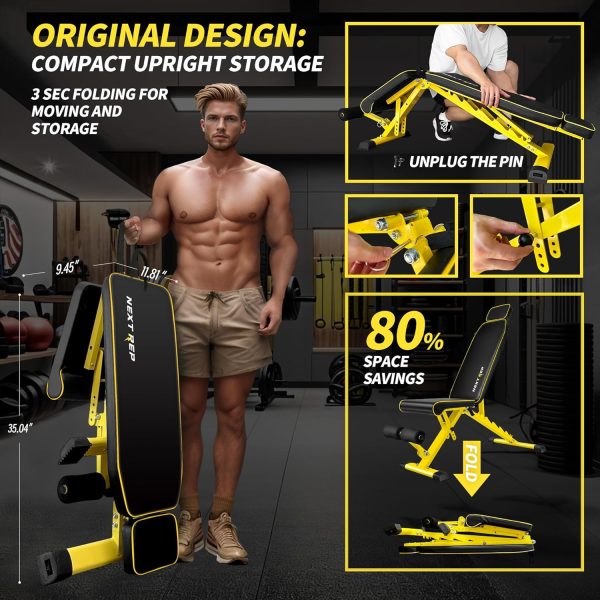 Adjustable Weight Bench,1000 LB Fast Folding Workout Bench for Home Gym - Image 5