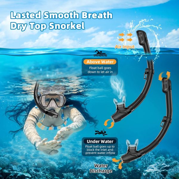 Snorkel Set Adults Snorkeling Gear Anti-Leak and Anti-Fog Tempered Glass - Image 3