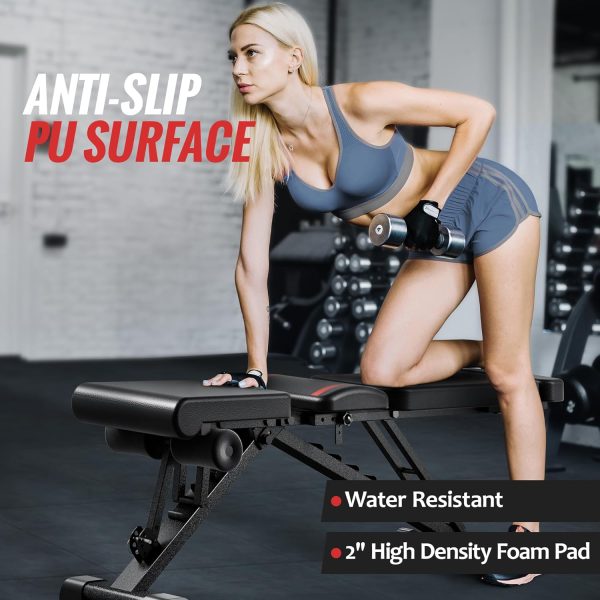 Adjustable Weight Bench for Home Gym with Headrest - Foldable Workout Bench - Image 6