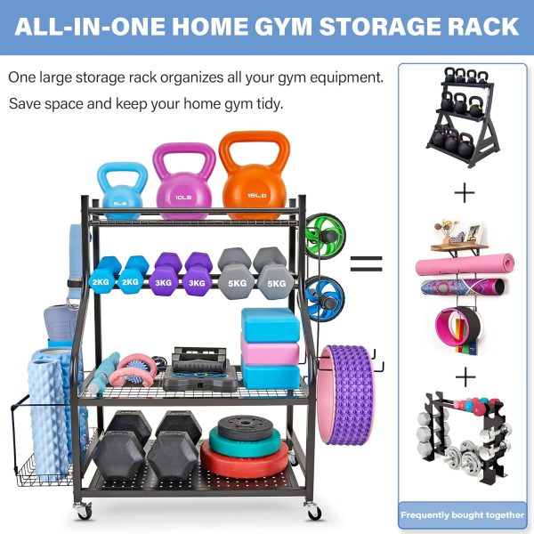 Dumbbell Rack, Yoga Mat Storage Rack - Weight Rack for Dumbbells, Home Gym - Image 2