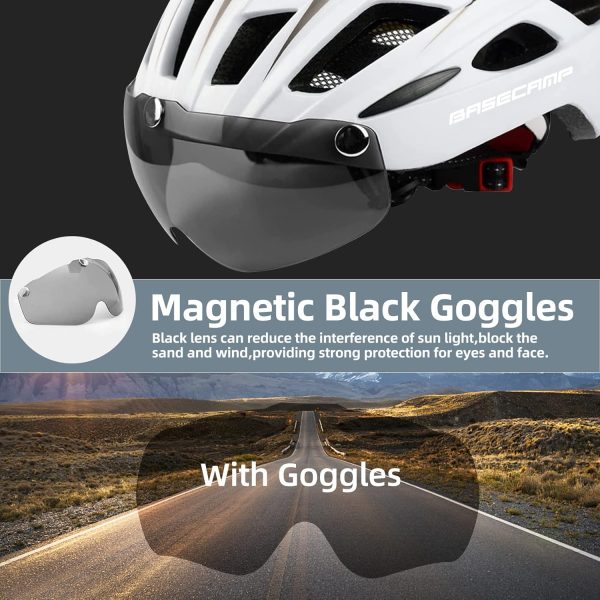 Bike Helmet, Basecamp Bicycle Helmet with Rear Light & Detachable Magnetic - Image 3