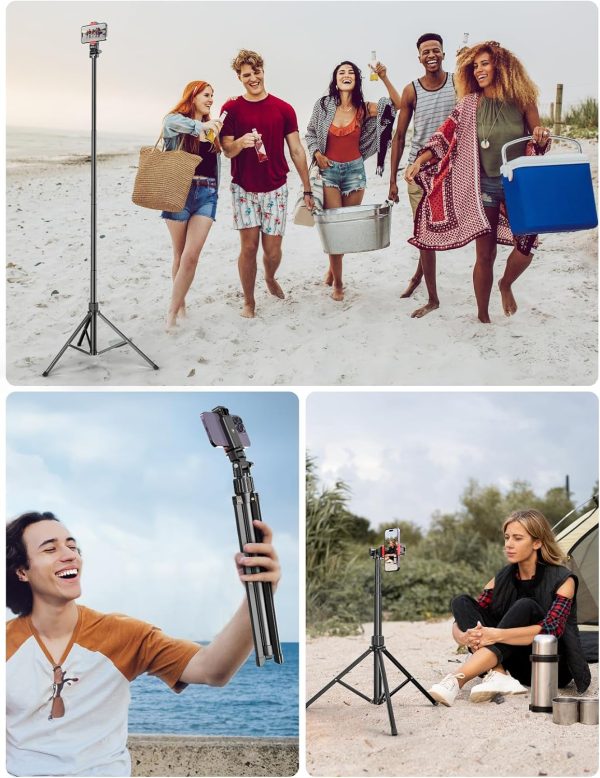 Pnitri 71'' Phone Tripod Stand, Extendable Reinforced Aluminum Phone Stand - Image 6