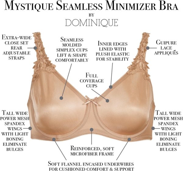 Dominique Mystique Women's Full Figure Comfort Fit Seamless Minimizer Bra - Image 6