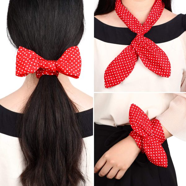 2 Pieces Polka Dot Headband Bandana Headband 50s Costume Hair Accessories - Image 7