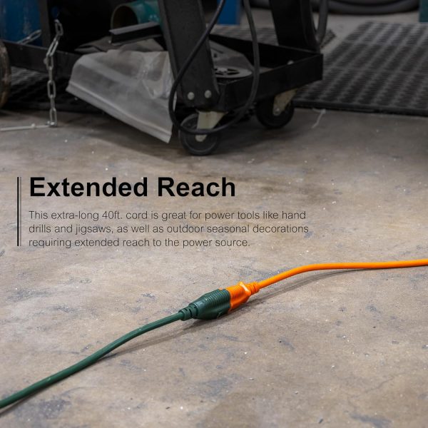GE Outdoor Extension Cord, 40 Ft, Grounded Heavy Duty Extension Cord, 16AWG - Image 4