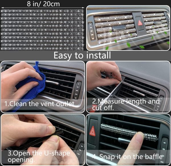NBTEPEM 27 PCs Bling Car Accessories Set for Women, Steering Wheel Covers - Image 6