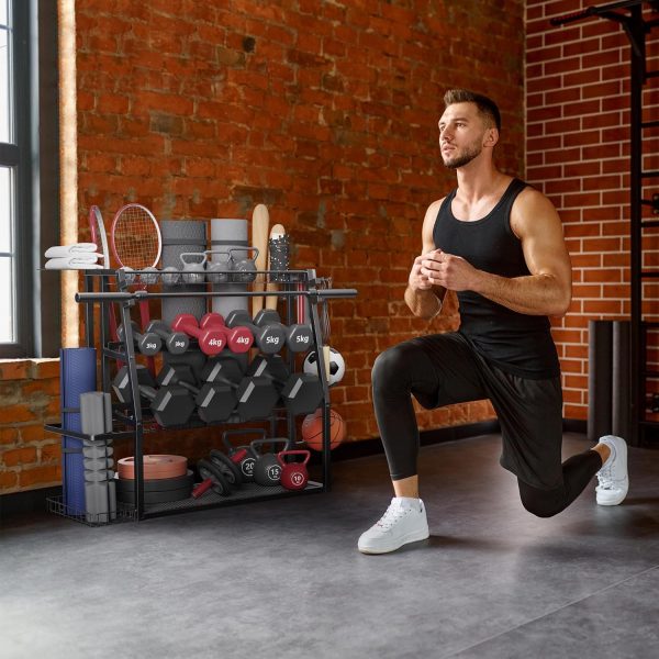 Merapi 3 Tier Dumbbell Weight Rack, Steel Home Gym Storage Stand, Heavy - Image 3