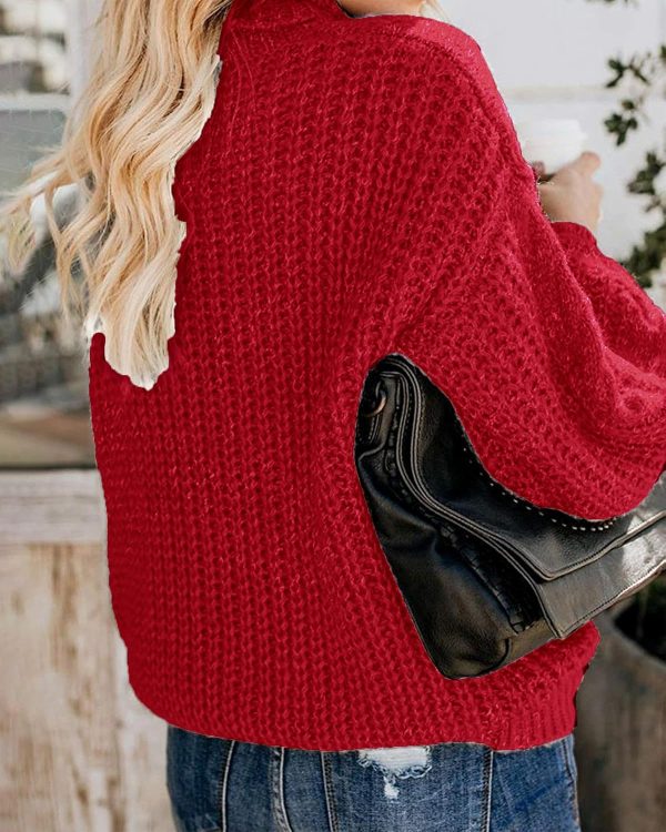 Fashionme Chic Ballon Sleeve Winter Turtleneck Chunky Sweater Slouchy - Image 3