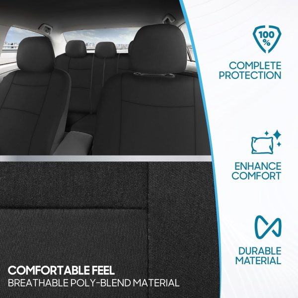 BDK PolyPro Seat Covers Full Set in Solid Black – Front and Rear Split - Image 5