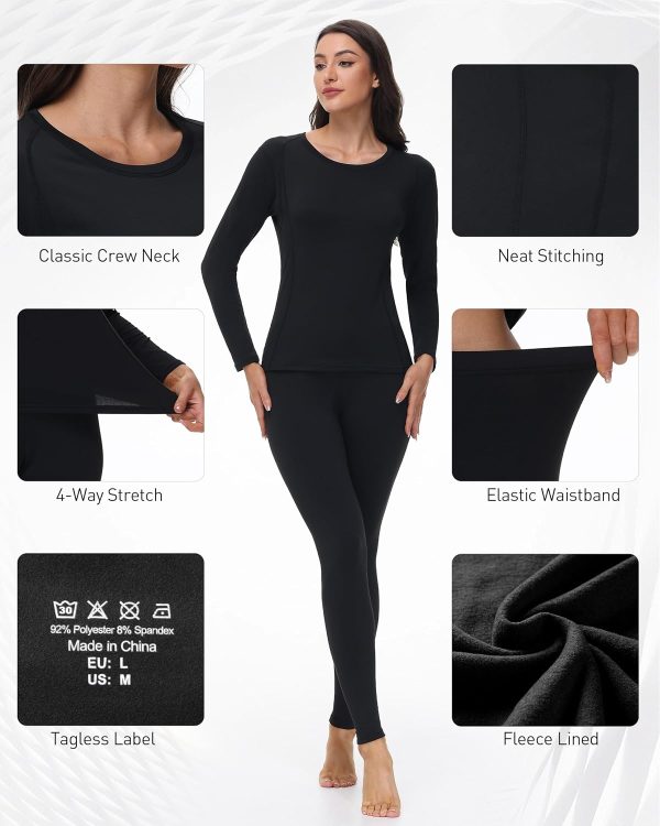 Thermal Underwear for Women Sets - Ultra-Soft Fleece Lined Long Johns Cold - Image 3