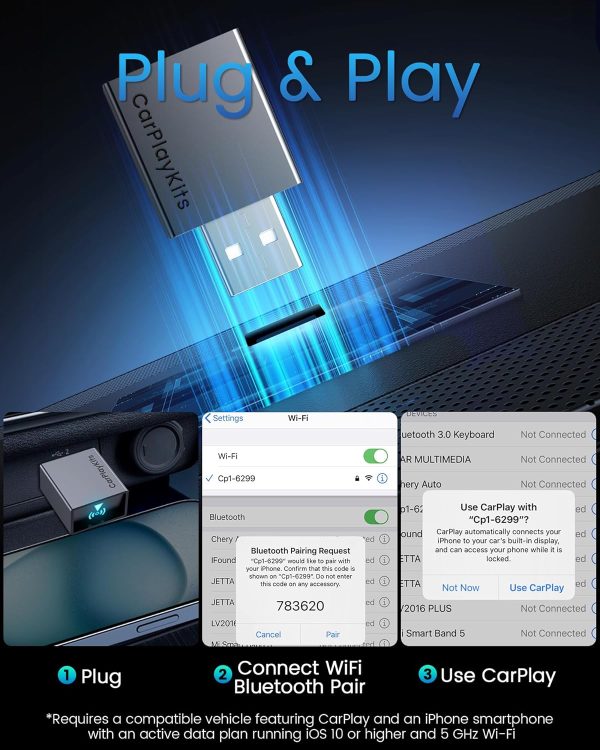 Wireless CarPlay Adapter for Apple, Plug and Play Low Latency Mini - Image 3