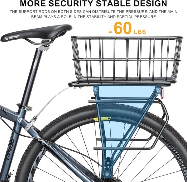CXWXC Rear Bike Rack with Basket - Bike Cargo Rack for Disc Brake/Non-Disc - Image 3