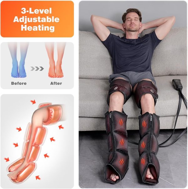 Leg Massager with Heat and Air Compression for Circulation and Pain Relief, - Image 4