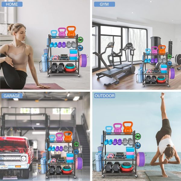 Dumbbell Rack, Yoga Mat Storage Rack - Weight Rack for Dumbbells, Home Gym - Image 6